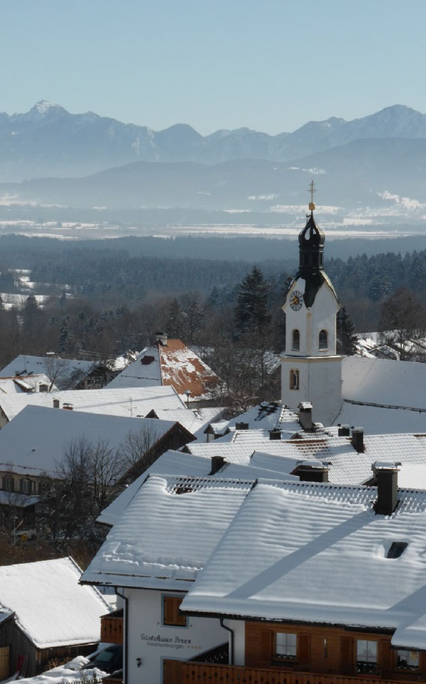 Ferienwohnung Sonnenhof - Winterlandschaft mit Kirche im Stadtzentrum