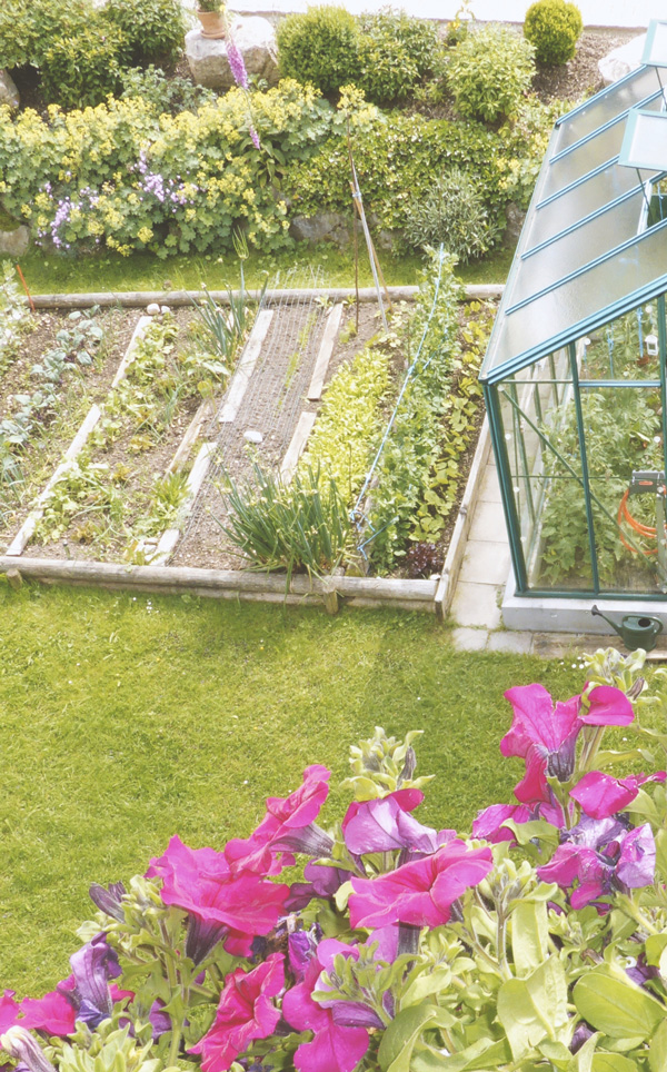 Ferienwohnung Sonnenhof - Aussicht aus dem Balkon in den Garten